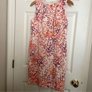 Ann Taylor Spring Watercolor Abstract Stretch Sleeveless Sheath Dress - 8P